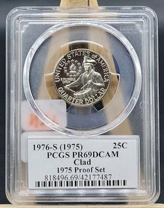 1975 Lost Year Label PCGS 1976 S Clad Washington Quarter 25c PR69 DCam - Picture 1 of 2