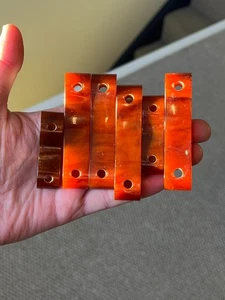 Vintage Phenol Bernstein Bakelit Catalin Komponentengriffe marmoriert 62 g orange - Bild 1 von 19