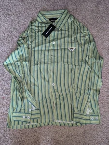 Homme Femme Pinstripe Button Down Long Sleeve Shirt Size Medium NWT - Picture 1 of 6