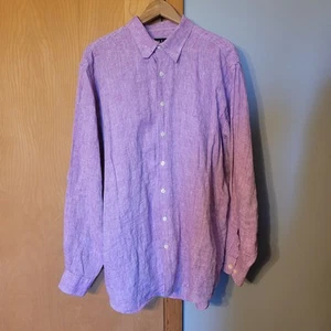MINE Men's Size XL 100% Linen Long Sleeve Button Shirt Pink - Picture 1 of 16