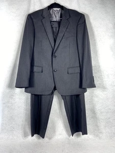 Jhane Barnes 2PC Pant Suit Mens 40S Charcoal Pinstriped 100% Wool Pants 34W - Picture 1 of 17