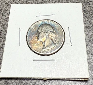 1948 WASHINGTON QUARTER 90% SILVER AS SHOWN - RAINBOW TONING - Picture 1 of 2