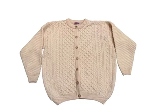 Cárdigan HIGHLAND HOME INDUSTRIES Escocia Crema 100% Lana Grueso Tejido Talla XL - Imagen 1 de 9