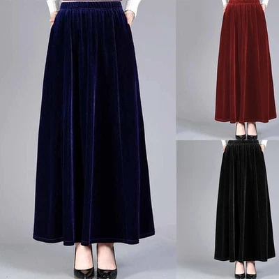 Falda informal de terciopelo para mujer cintura alta línea A perfecta para el estilo diario Foto 1 de 4
