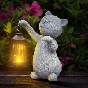 Cat Statue Solar Garden Ornaments Outdoor, Waterproof Garden Statue - Picture 1 of 5
