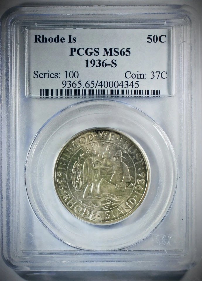 1936-S  Rhode Island  Commemorative Half Dollar PCGS MS-65 - Mint State 65 - Image 1 of 4