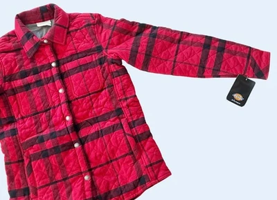 DICKIES 绗缝法兰绒衬衫夹克夹克全按扣尺寸 Sm 全新全新带标签 — 第 1/4 张图片