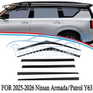 6PCS Stainless+Black Window Vent Visor FOR 2025-2026 Nissan Armada/Patrol Y63 - Picture 1 of 6