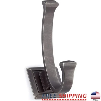 Transitional Metal Wall Hook Antique Nickel Heavy Duty Hanger Mounting Hardware - Image 1 of 4