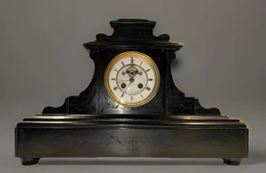 Antique 19th Century Large French Stone Mantel Clock With Open Escapement - Picture 1 of 9