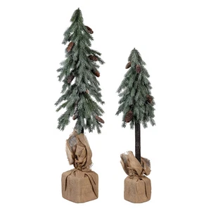 VivaStyle Tree, Indoor/Outdoor Artificial Pine Tree in Burlap Sack, Set of 2 - Picture 1 of 5