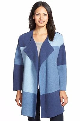 全新 Nordstrom Collection Colorblock 羊毛和羊绒毛衣夹克 - S/M #S6271 — 第 1/4 张图片