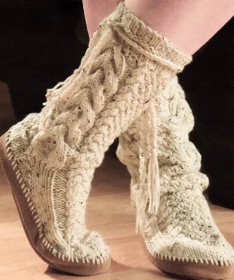 Mary Maxim KNITTING Pattern Leaflet 3602n tweed slipper socks women's size 8- 10 - Image 1 of 2