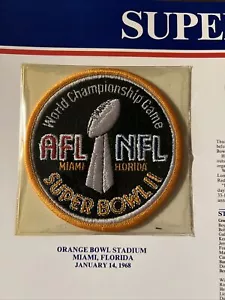 SUPER BOWL 2 Packers Raiders 1968 Willabee & Ward OFFICIAL SB II NFL PATCH CARD - Foto 1 di 3