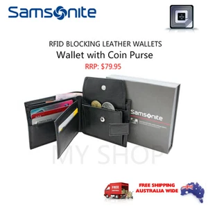 Samsonite RFID Blocking Leather Wallet with Coin Purse 67T005 RRP$79.95 BLACK - Picture 1 of 4