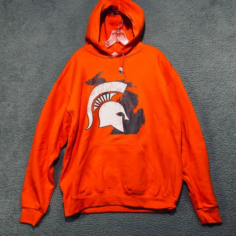 Michigan State Hoodie Mens Large Orange Hooded Sweatshirt Spartans Cover