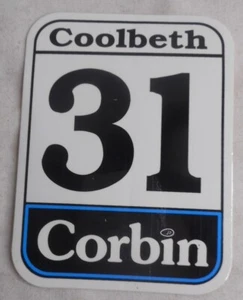 Adesivo vintage Corbin decalcomania #31 Coolbeth 3" x 4" nero/blu/bianco - Foto 1 di 2