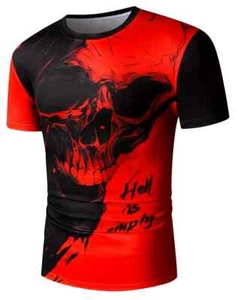 T-shirt uomo Hell is Empty Skull stampa grafica - Foto 1 di 2