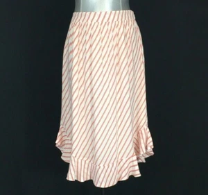 NEU Ann Taylor 4 Rock weiß rot pfirsich Streifen flirty Rüschen U-Form Saum gefüttert Sm - Bild 1 von 6