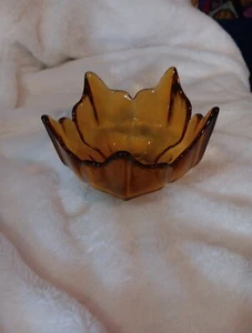 VIKING GLASS amber EPIC STOCKHOLM spiked 6.5 in. LOTUS BOWL - Picture 1 of 4
