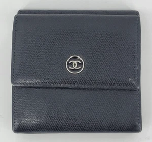 Chanel CC Black Leather Wallet Folding Made in Italy: Ships Free (22649) - Picture 1 of 15