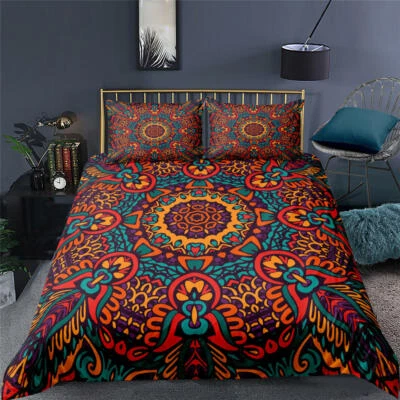 Bohemian Mandala 3PCS Bedding Set Duvet Cover Comforter Queen King Bedroom Decor - Image 1 of 4