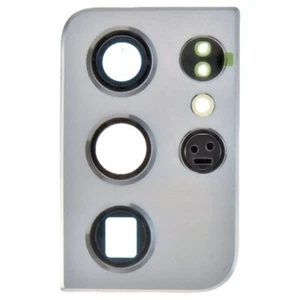 Glass Camera Lens with Bezel Back for Samsung Galaxy S21 Ultra Silver Replace - Picture 1 of 2