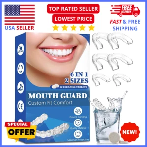 Night Guard for Teeth Grinding&Clenching Dental Mouth Guard w/ 12 Cleaning Tabs - Picture 1 of 8