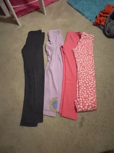 Girls Size 10/12 Old Navy Leggings 4 Pairs Pinks, Purple And Black - Picture 1 of 6