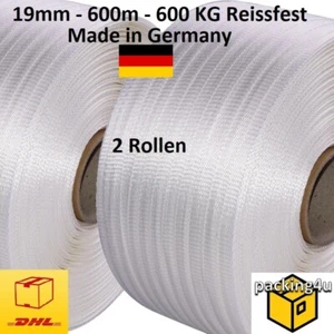 2x 19 mm Umreifungsband Textilband gewebt 600 m Kraftband für holz Polyesterband - Bild 1 von 3