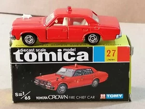 TOMICA 27 Red TOYOTA CROWN Fire Chief   mint never used made in japan  1974 - Picture 1 of 10