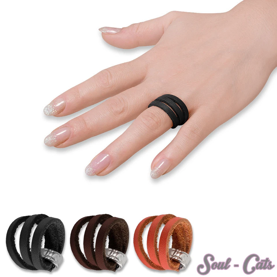 Lederring gewickelt rot braun schwarz echt Leder Surf Rock Alternative - Bild 1 von 1