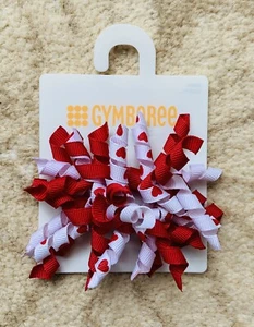 Gymboree Hair Clips x 2 - Red And White With Love Hearts - New With Tag - Picture 1 of 1