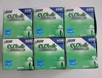 (6) Feit Electric Ecobulb Plus 60W White Twist CFL 120V Replacement Light Bulb - Image 1 of 4