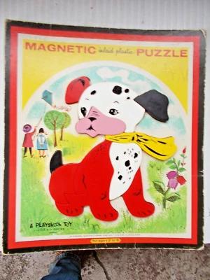 Quebra-cabeça de plástico embutido magnético vintage 10 peças Playskool 6580A - Imagem 1 de 3