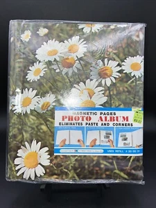 Vintage Retro Floral Spiral Bound Magnetic Photo Album Daisies 70s IOP - Picture 1 of 15