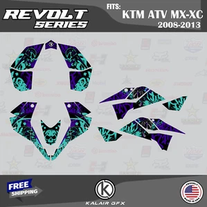 Graphics Kit for KTM ATV 450XC 450SX 525XC 525SX (08-13) - 16 MIL REVOLT-TEAL - Picture 1 of 6