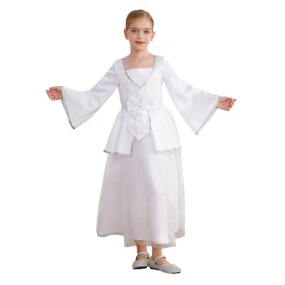 Girls Angel Cosplay Satin Costume Stage Performance Dress Square Neck Christams - Image 1 of 4