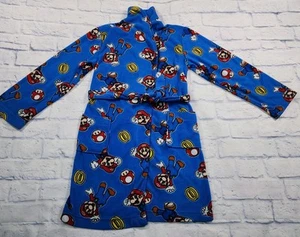 Super Mario Brothers YOUTH SIZE L Robe Blue Red Bathrobe Fleece - Picture 1 of 12