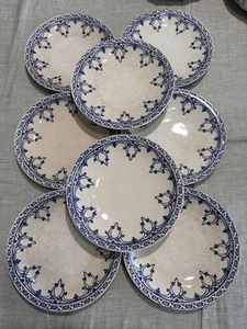 Set di 8 antichi piatti piani -Service Bruges Creil &Montereau Labrador - Foto 1 di 11