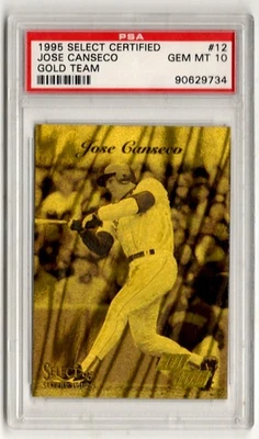 PSA 10 Jose Canseco 1995 Pinnacle Select Gold Team #12, Pop 7, Boston Red Sox Foto 1 de 2