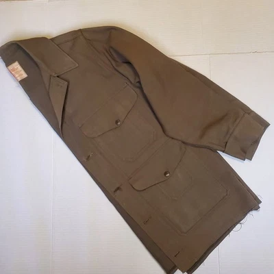 Vintage 50s Filson Mackinaw Whipcord Wool Jacket Wool USA Union Made Green L/XL - Image 1 of 4