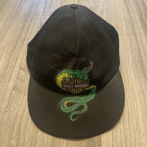 Harley Davidson Dragon Split Logo Snapback Hat Cap Made in USA - Picture 1 of 7