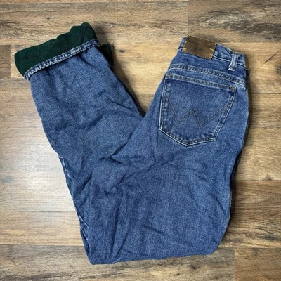 Wrangler Rugged Wear Women's Vintage Green Fleece Lined Blue Jeans  30x31 - Image 1 of 4