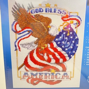Janlynn God Bless America Kit Punto de Cruz Contado Fuera de Uso 10x13 Nuevo Sellado - Imagen 1 de 8