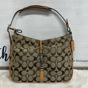 Vintage Y2K Coach 6091 Hampton Beige Signatur Canvas Schnalle Clip Schultertasche - Bild 1 von 13