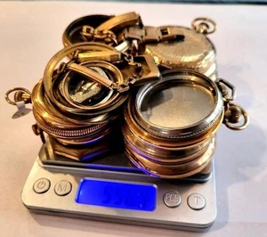 556 Grams of Gold Filled Pocket Watch Cases Mostly 20 year, Cases Use or Scrap - Picture 1 of 22