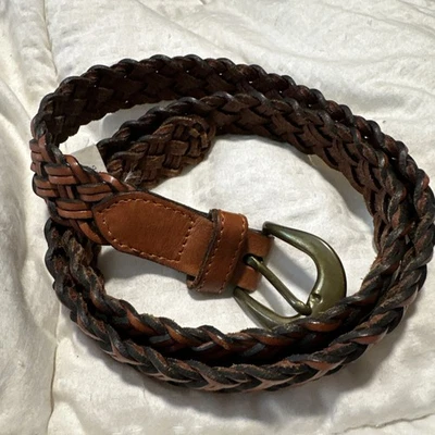 Cinto de Couro Liz Claiborne Couro Marrom Tecido Tamanho Grande - Imagem 1 de 4