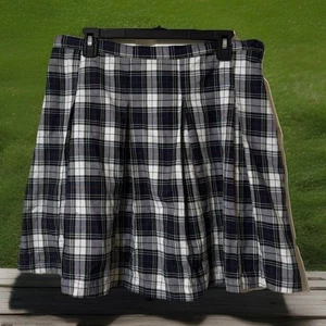 Shabby Chic Lands End School Uniform Skirts Girls Size 12 White Plaid Pleated - Picture 1 of 5