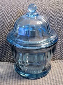 Vintage Heavy Azure Blue Glass Candy Jar Dish with Lid  8“ Tall Indiana Glass - Picture 1 of 5